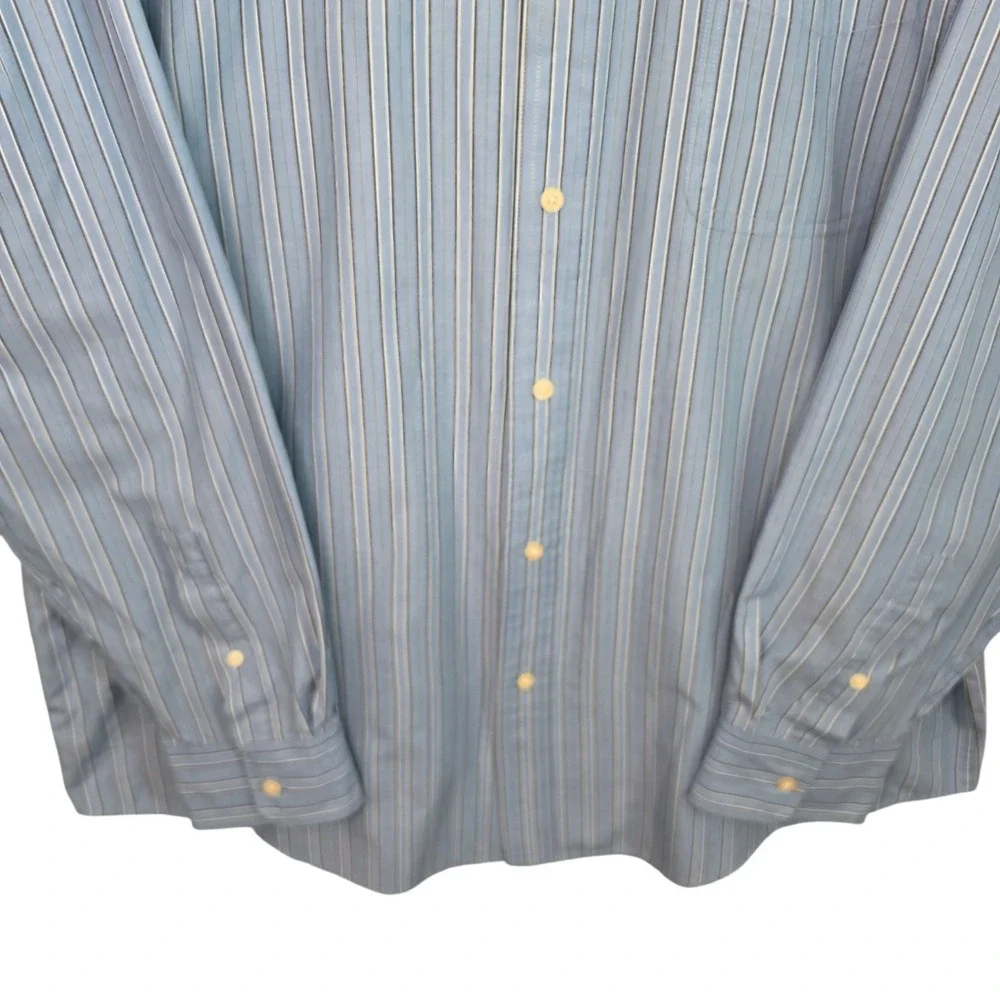 Chaps Shirt Mens XL Blue Striped Button Down‎ Easy Care Cotton Blend Casual